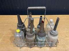 (8) Mixed Glass Oil Bottles with Carrier