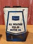 (4) vintage two-gallon motor oil cans,
