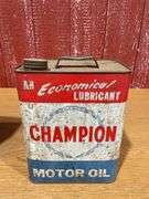 (4) vintage two-gallon motor oil cans,