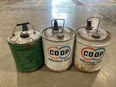 (3) CO-OP + Conoco Oil Cans