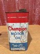 (4) vintage two-gallon motor oil cans,