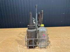 (8) Mixed Glass Oil Bottles with Carrier