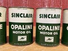(5) NOS Sinclair Opaline Motor Oil Cans
