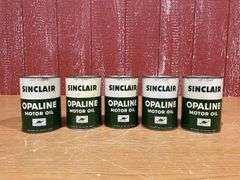 (5) NOS Sinclair Opaline Motor Oil Cans
