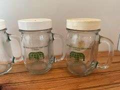 (4) John Deere Community Credit Union Glass Mug Banks