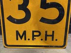 (2) Stop + 35 MPH Signs