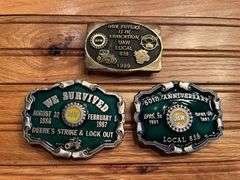 (3) John Deere UAW Belt Buckles