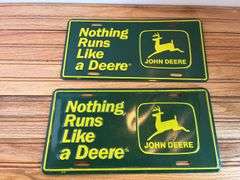 (5) John Deere Sign, Thermometer, License Plate, Mouse Pad