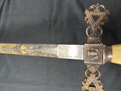 Masonic Knights Templar Past Commander ID'd Ceremonial Sword w/Scabbard