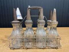 (8) Glass Oil Bottles with Carrier