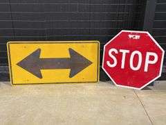 (2) Stop + Double Arrow Signs