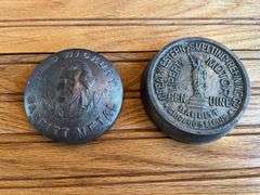 (2) Babbitt Metal Paperweights