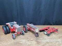 (3) 1/16 IH Tractors + Disk Ertl