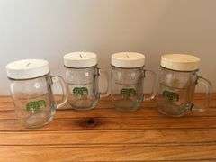 (4) John Deere Community Credit Union Glass Mug Banks