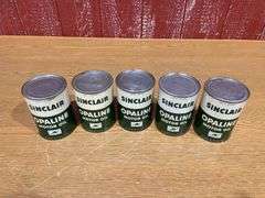(5) NOS Sinclair Opaline Motor Oil Cans