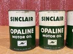 (5) NOS Sinclair Opaline Motor Oil Cans