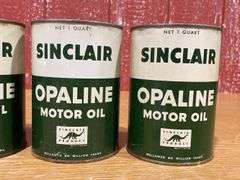 (5) NOS Sinclair Opaline Motor Oil Cans