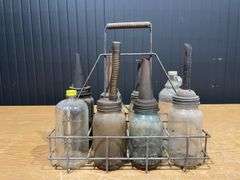 (8) Mixed Glass Oil Bottles with Carrier