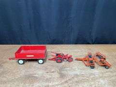 (3) 1/16 IH Wagon, Plow, Disk