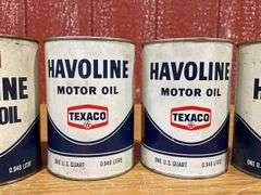 (6) Texaco Motor Oil Cans