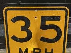 (2) Stop + 35 MPH Signs