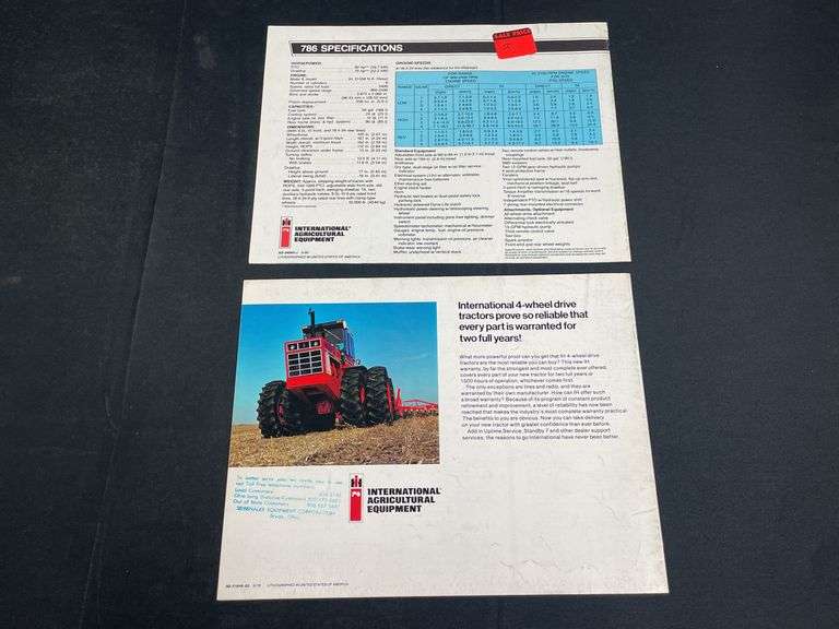 (2) IH 786 + 4wd Tractor Sales Literature