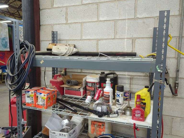 Rolling Work Cart and HD shelf with contents Lot