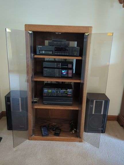 Vintage Pioneer Complete Audio System Lot - Receiver/TurnTable/CD/Tape/Tuner and Speakers with Cabinet image