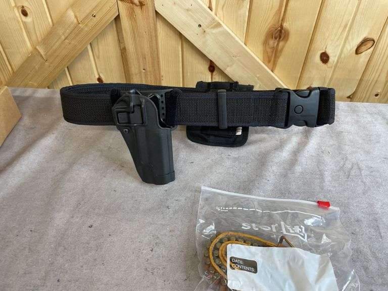 Polymer Holster With Nylon Mag Holder & Belt, Leather Ammo Belt image