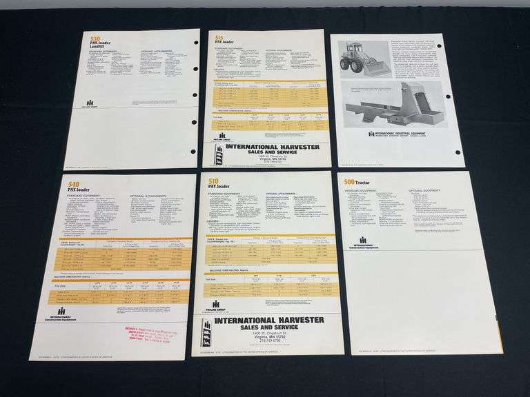 (6) IH Pay Loader Sales Literature