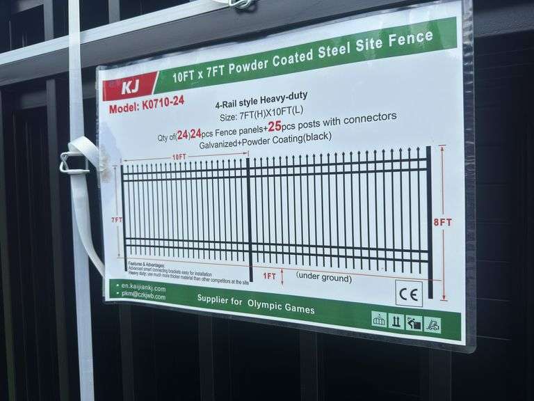KJ Powder Coated Steel Site Fence 10 X 7 Ft image