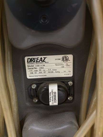 Drieaz Dehumidifier Console Model # F292-A-SM Total Hours 3457