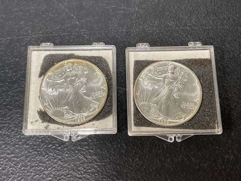 (2) 1989 $1 American Silver Eagle
