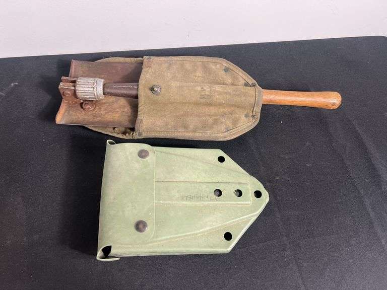 (2)-US Military Folding Shovels w/Carriers image