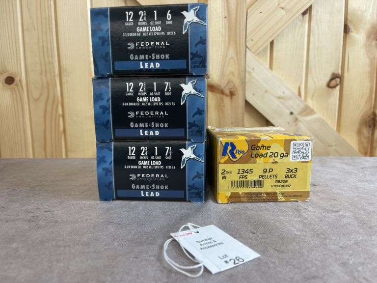 3 Boxes Federal No. 6 12 Gauge Game Shok , 1 Box Rio 000 Buck 20 Gauge