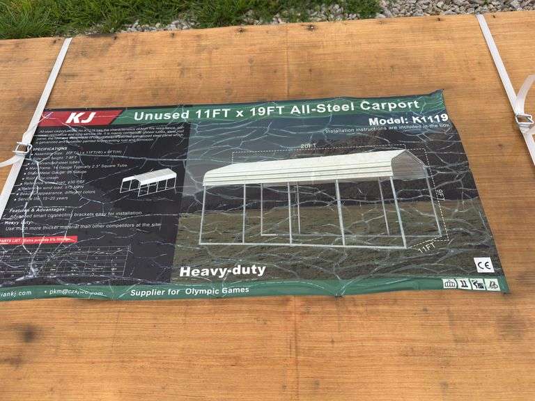 KJ 11 X 19FT Single Steel Carport