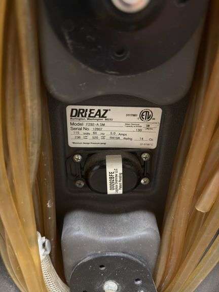 Drieaz Dehumidifier Console Model # F292-SM Total Hours 3791
