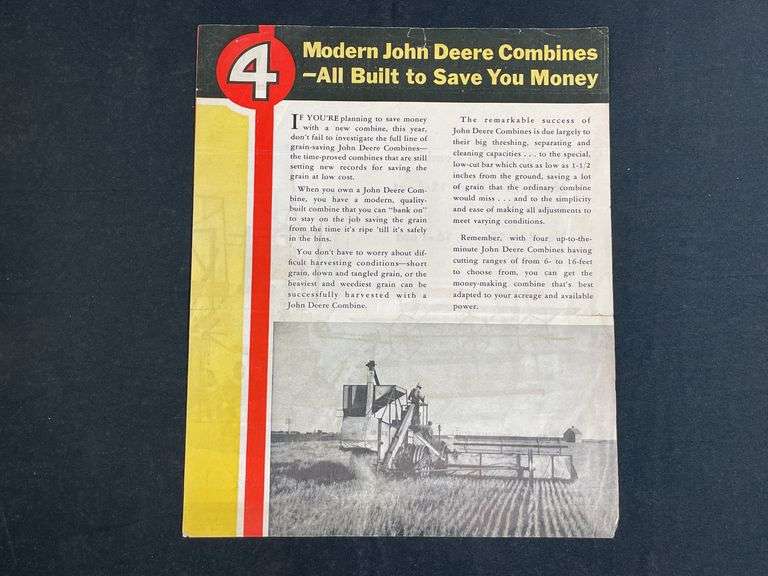 1937 John Deere Combines Sales Literature image