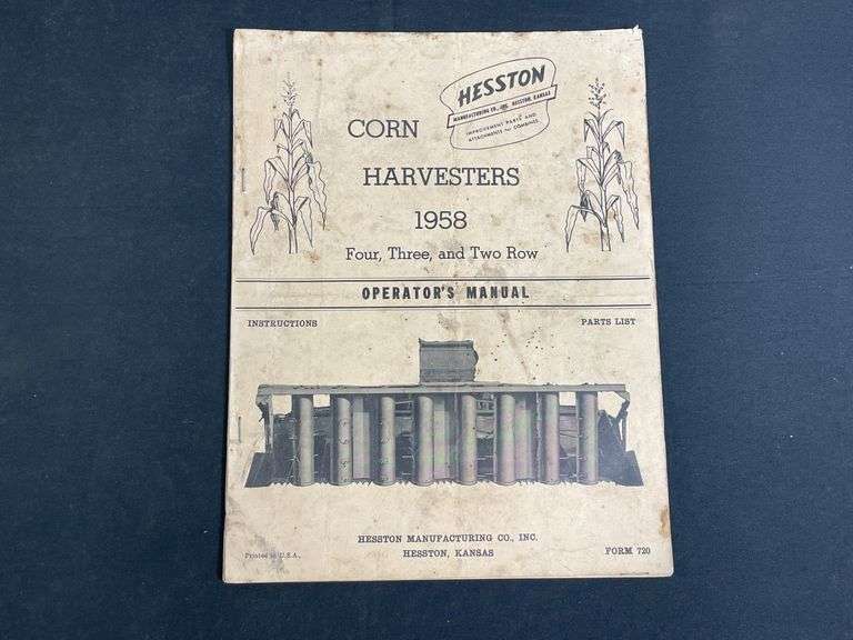 1958 Hesston Corn Harvester Manual image
