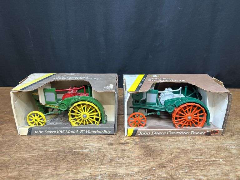 (2) 1/16 John Deere Waterloo Boy + Overtime NIB Ertl image