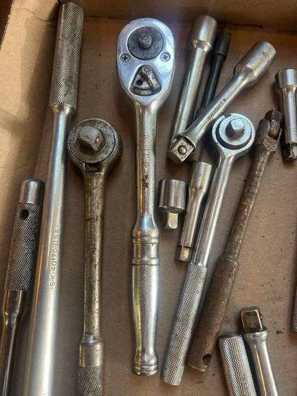 Assorted 1/4", 3/8", and 1/2" Ratchets & Extensions