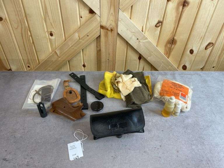 Misc Assortment  Firearm Cleaning Items Plus Sunglasses with Multiple Colored Interchangable Lenses & Case image