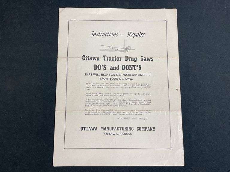 Ottawa Mfg. Co. Drag Saws Manual image