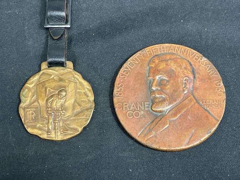 (2) Crane Co. Medallion + IH Watch Fob