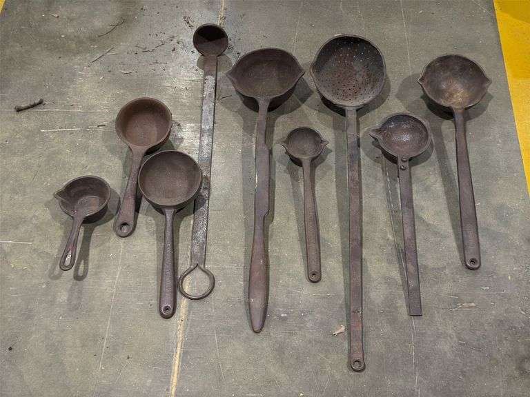Collection of Cast Iron Smelting or lead melting Ladles image