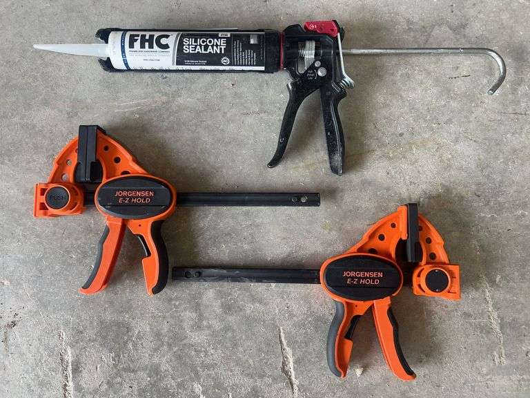 (2) Bar Clamps and 1 Caulk Gun image