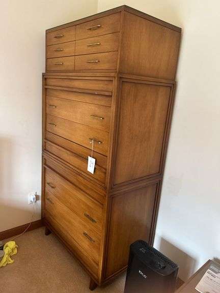 MCM Chest of Drawers by Sable 73” T x 38” W x  21” D - Glass Top image