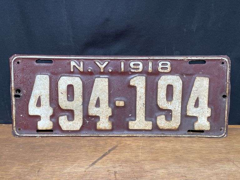 1918 New York License Plate image