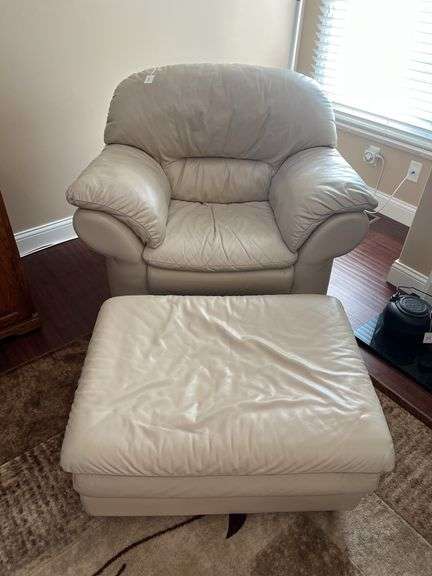 Italian Leather Chair and Ottoman image