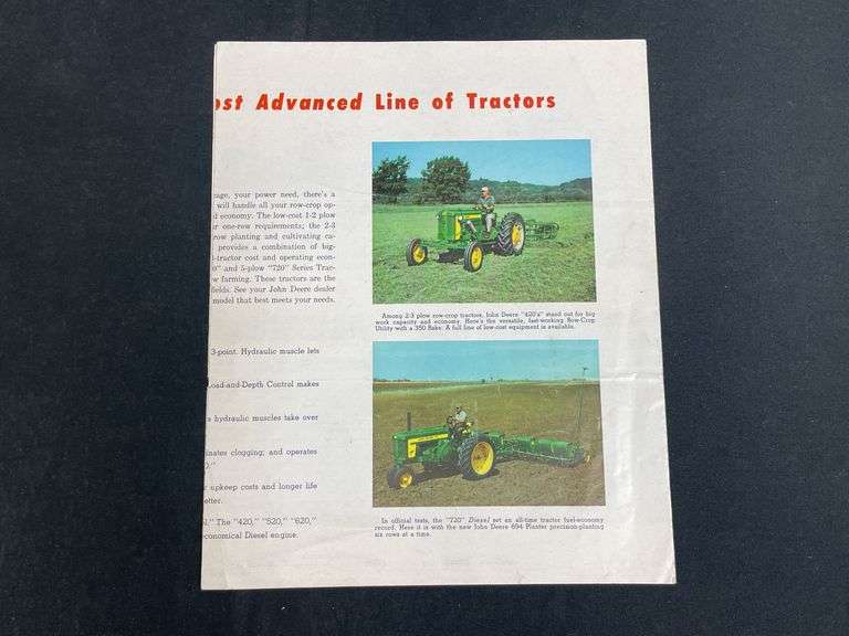 1957 John Deere 620 Tractor Sales Literature